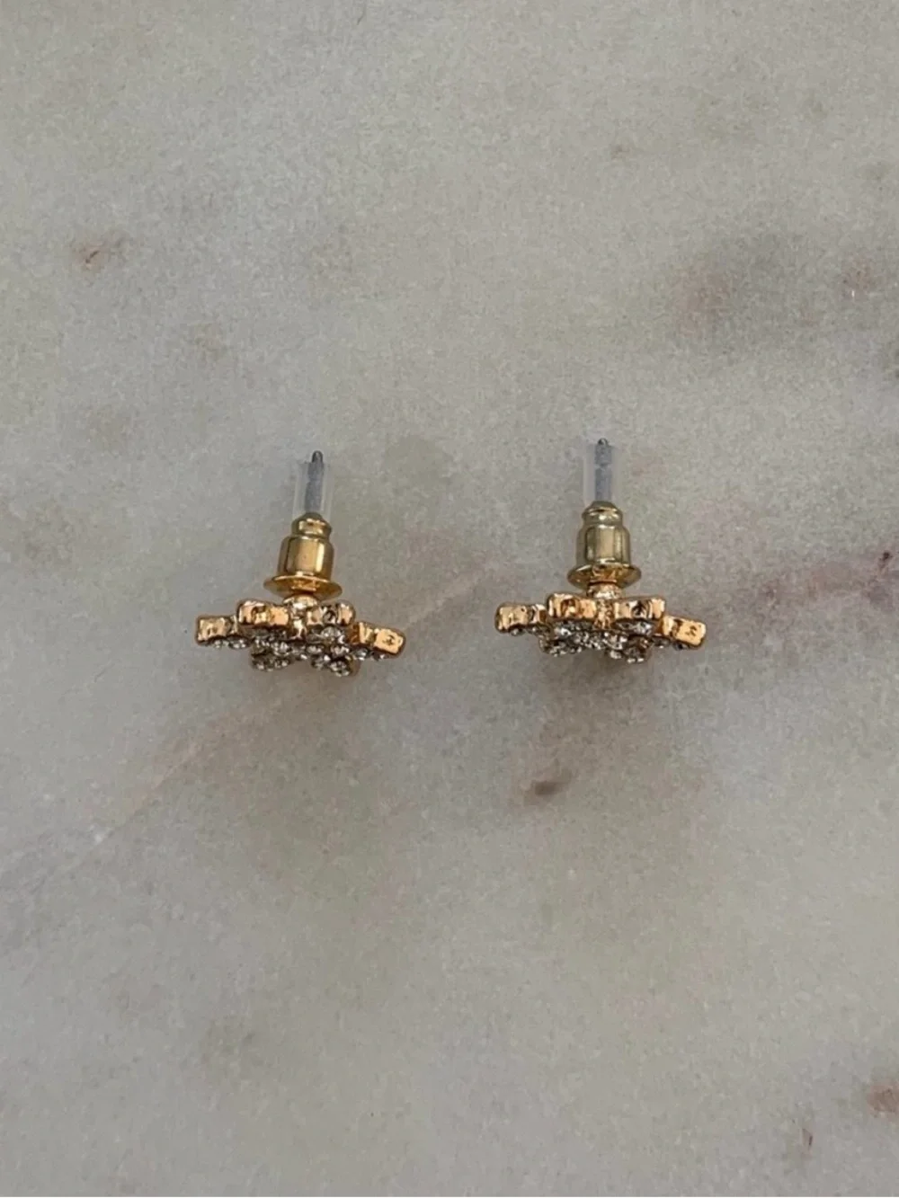 Gold Crystal Snowflake Stud Earrings